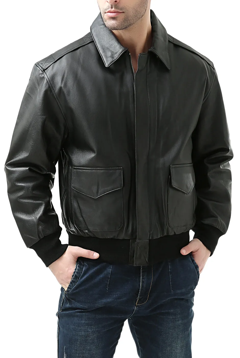 Landing Leathers Men Air Force A-2 Leather Flight Bomber Jacket