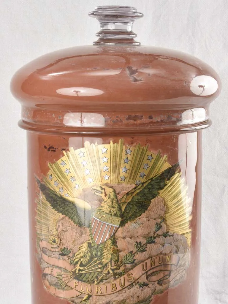 Large 19th century Italian apothecary glass jar with lid - Colocynthis 23¾"