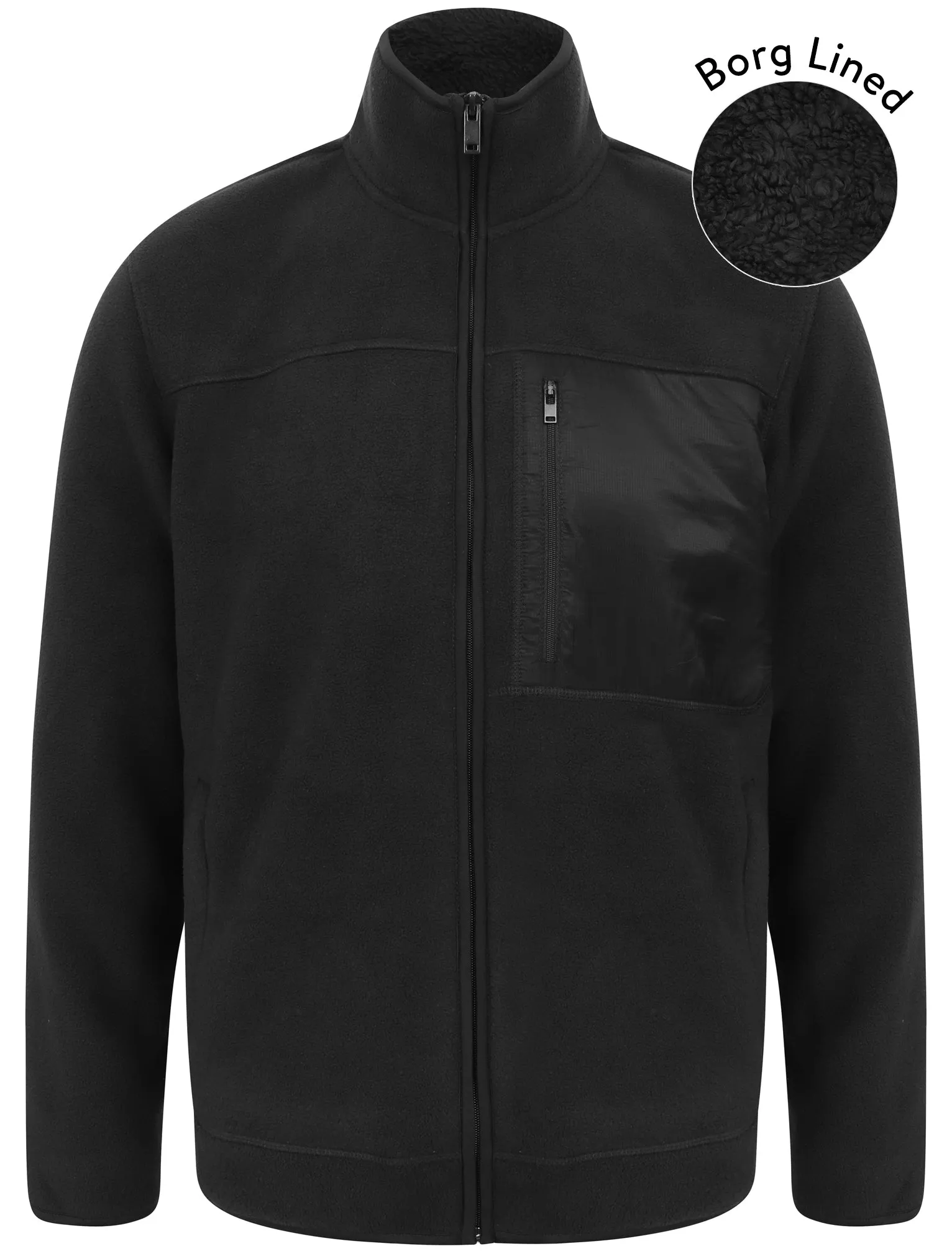 Lockport Borg Lined Bonded Fleece with Chest Pocket In Jet Black - Kensington Eastside