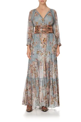 LONG GATHERED PANEL DRESS LE PALAIS DU ZAHIR