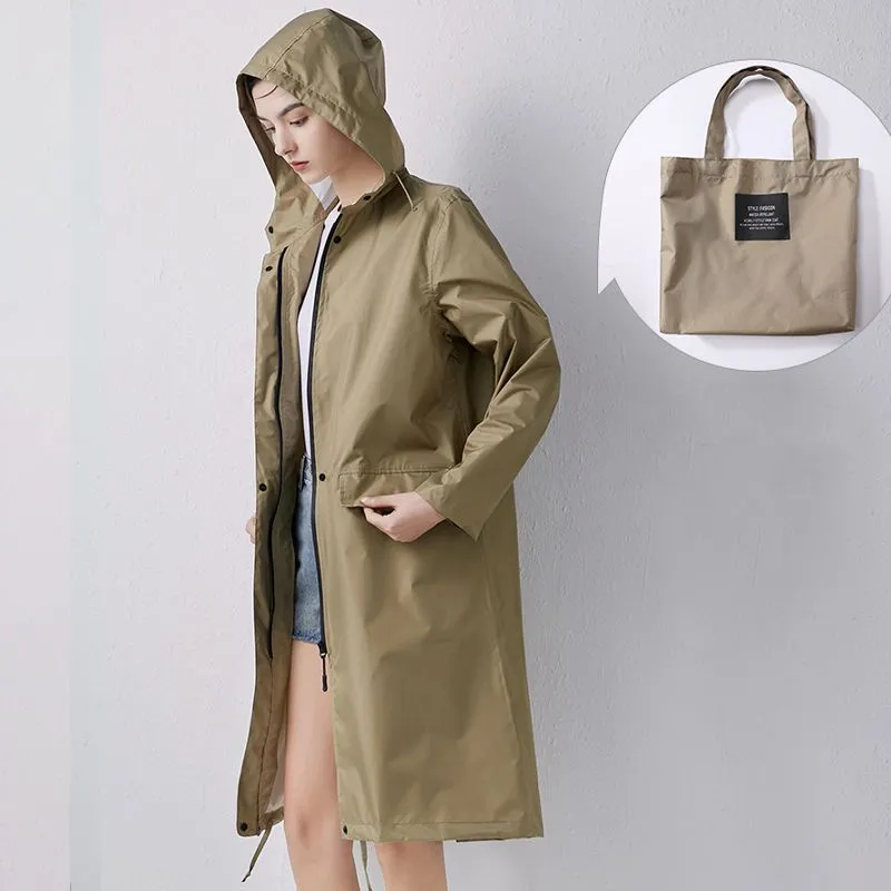 Long raincoat with hood - women - stylish waterproof protection