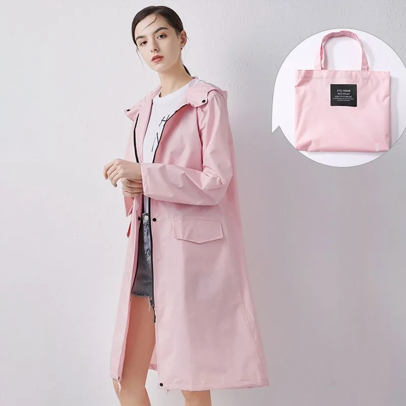 Long raincoat with hood - women - stylish waterproof protection