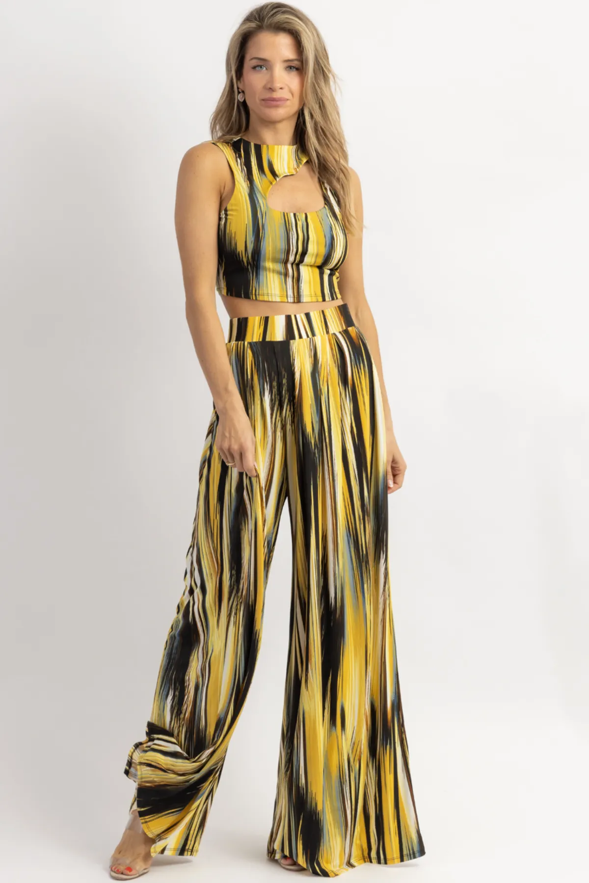 LUCIA BANANA-MULTI PALAZZO PANT SET *BACK IN STOCK*