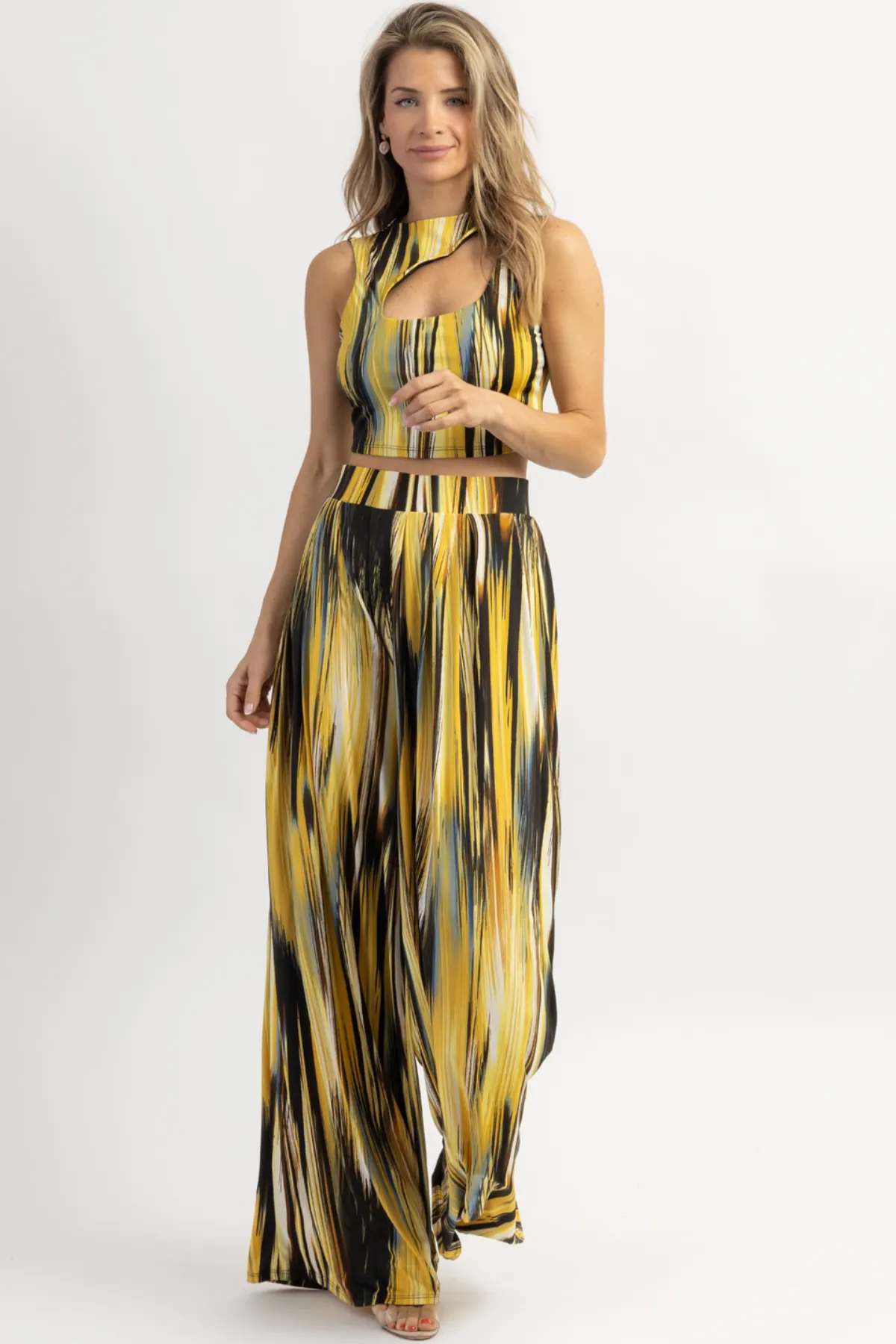 LUCIA BANANA-MULTI PALAZZO PANT SET *BACK IN STOCK*