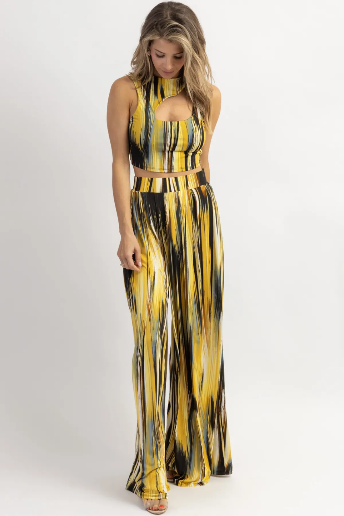 LUCIA BANANA-MULTI PALAZZO PANT SET *BACK IN STOCK*