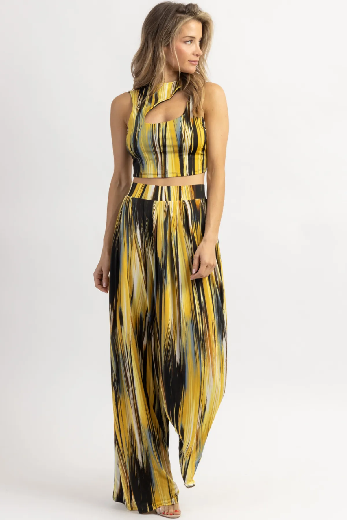 LUCIA BANANA-MULTI PALAZZO PANT SET *BACK IN STOCK*