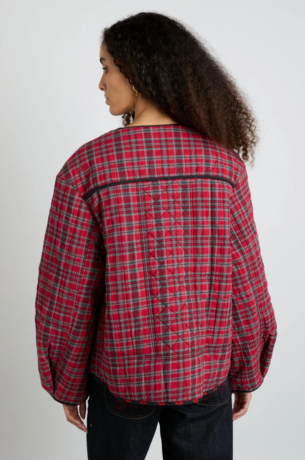 Macy Quilted Jacket Red Check