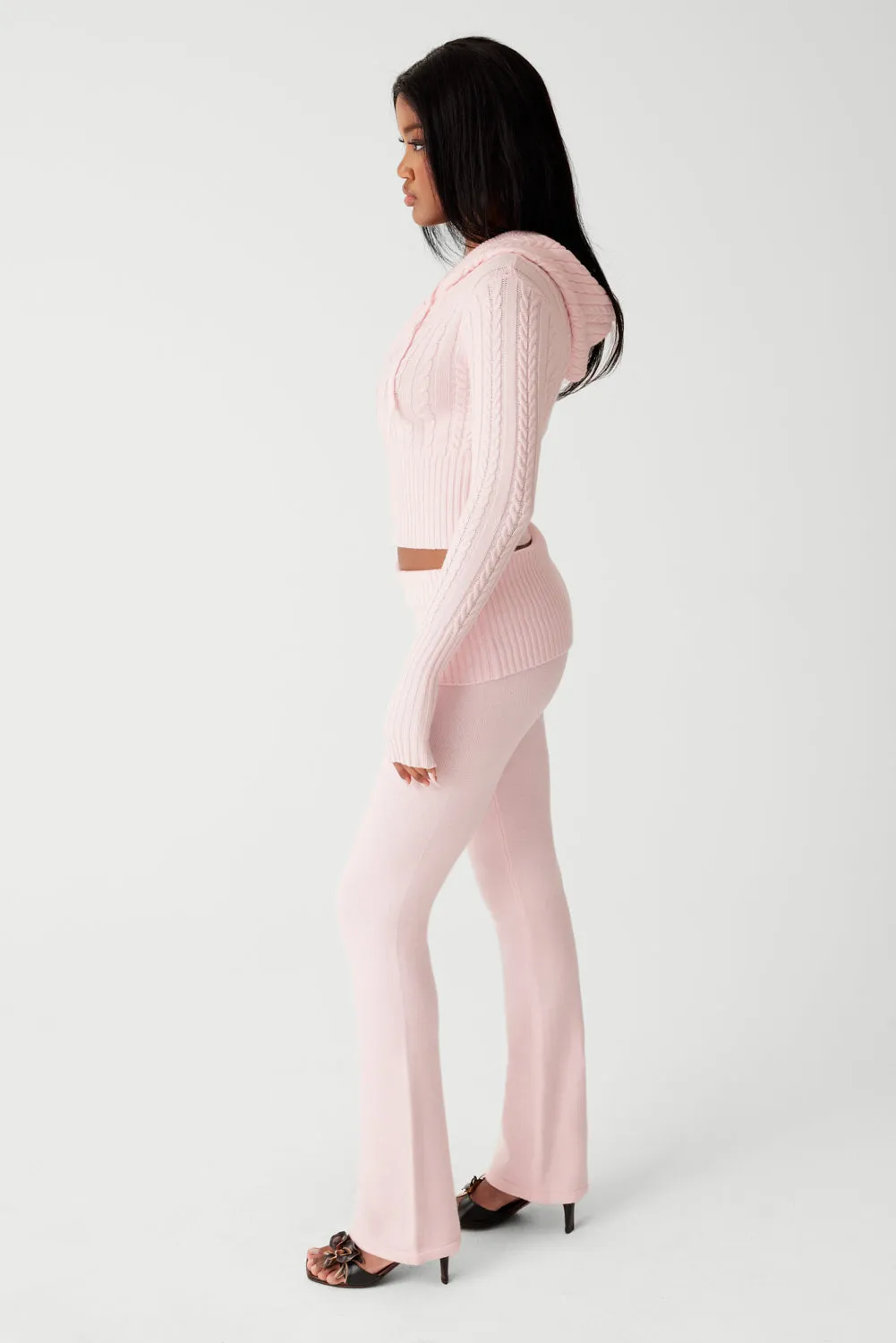 Mason Cloud Knit Flare Pant - Rose Quartz