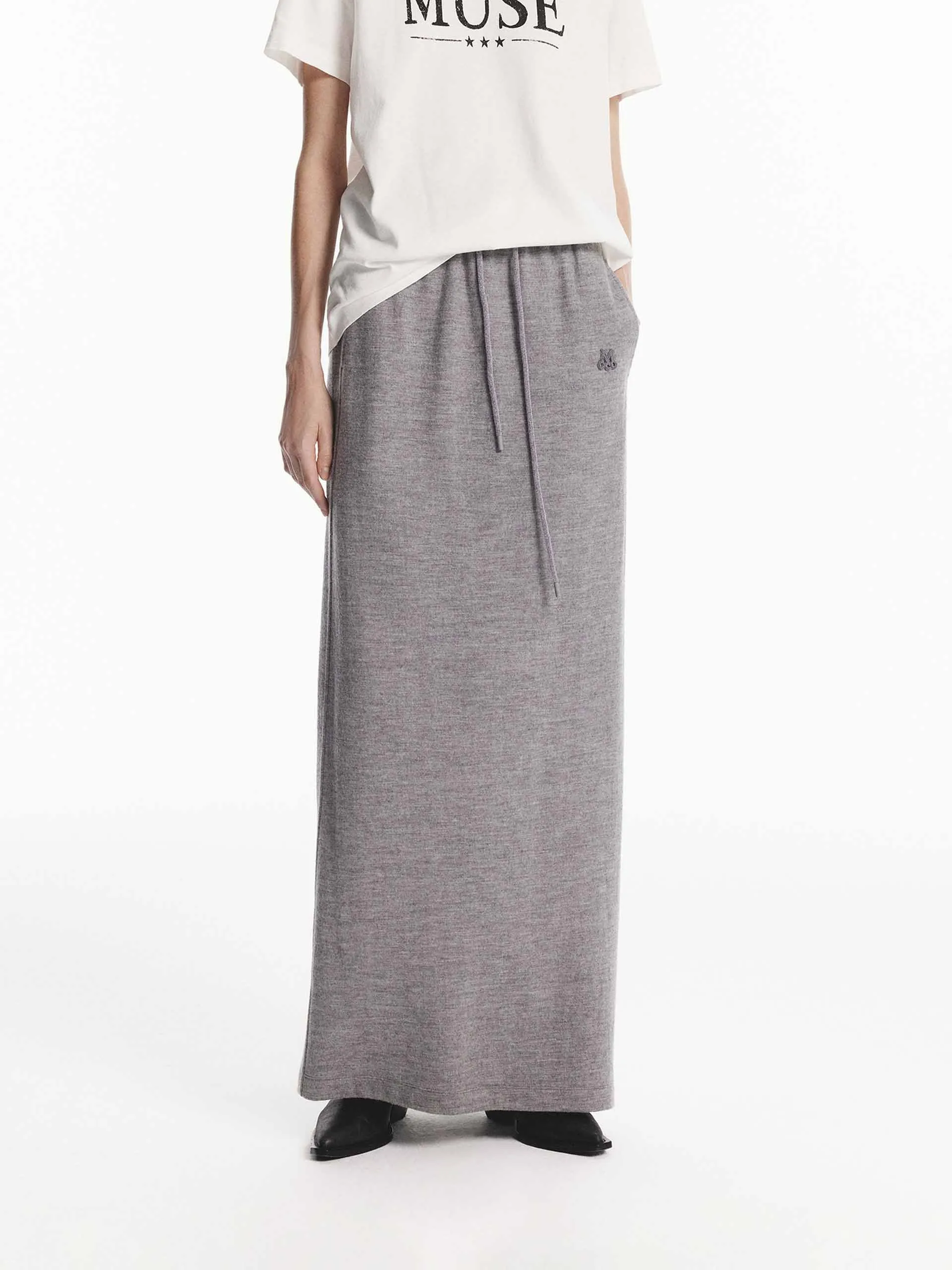 Maxi Length Wool Skirt