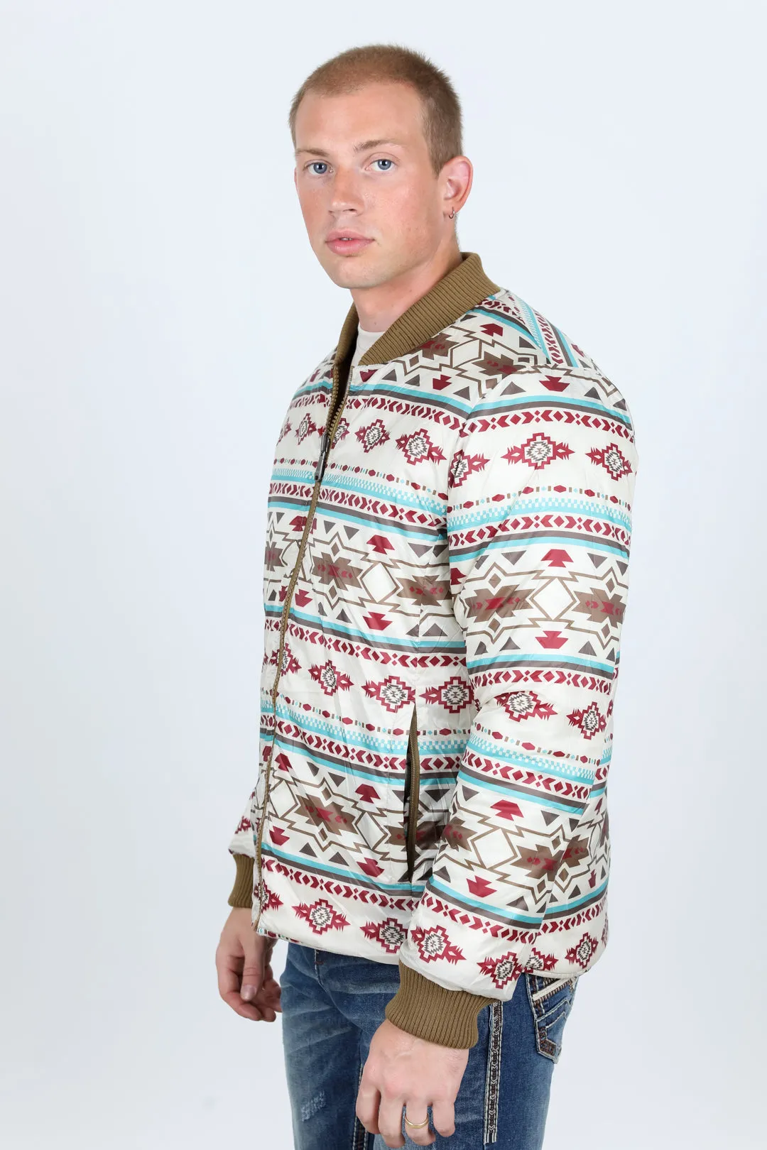 Mens Insulated Reversible Jacket - Beige