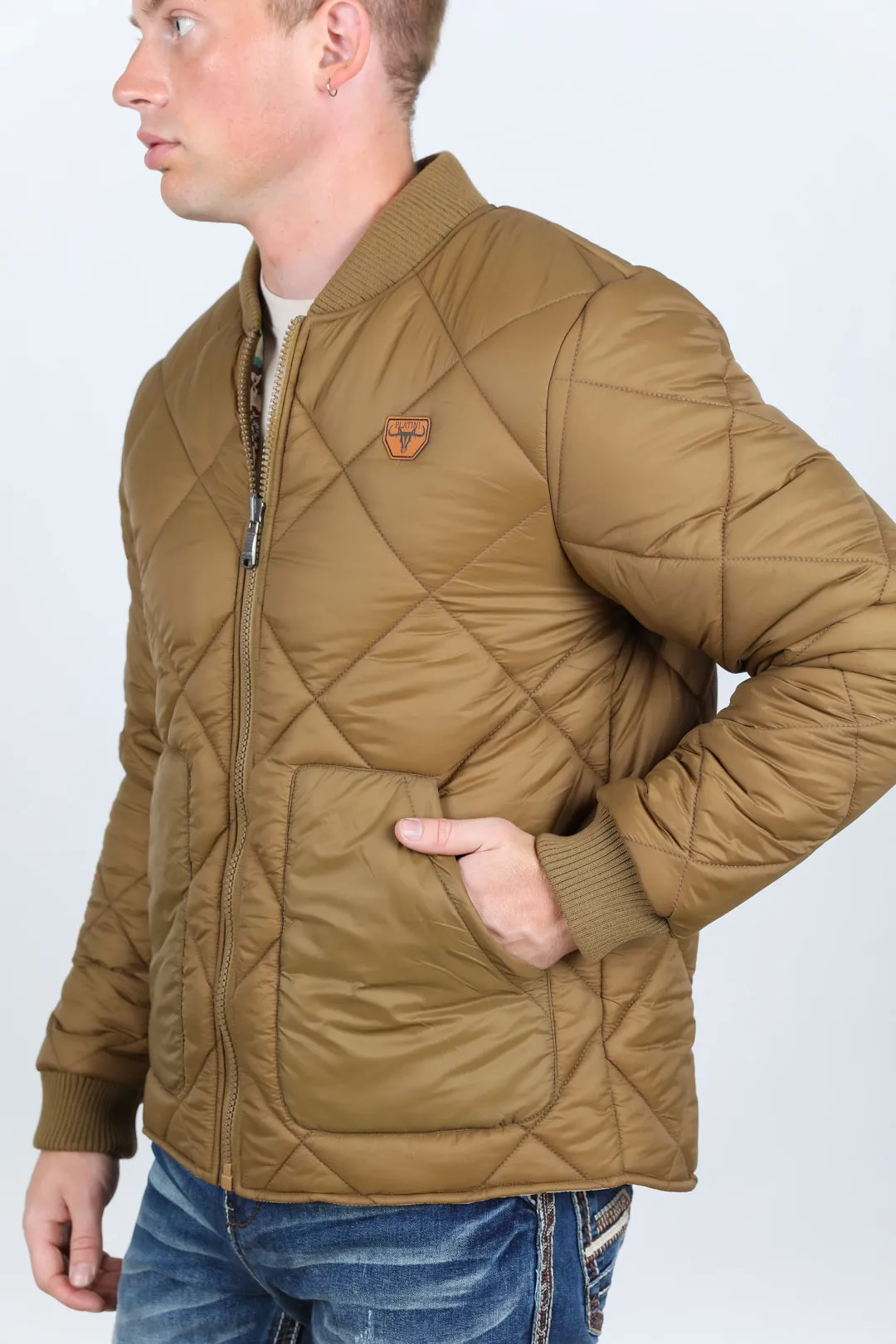 Mens Insulated Reversible Jacket - Beige