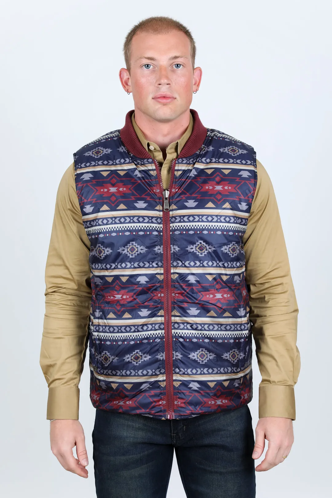 Mens Insulated Reversible Vest - Wine