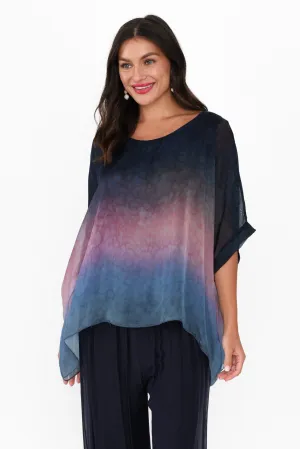 Mercer Navy Abstract Silk Layer Top