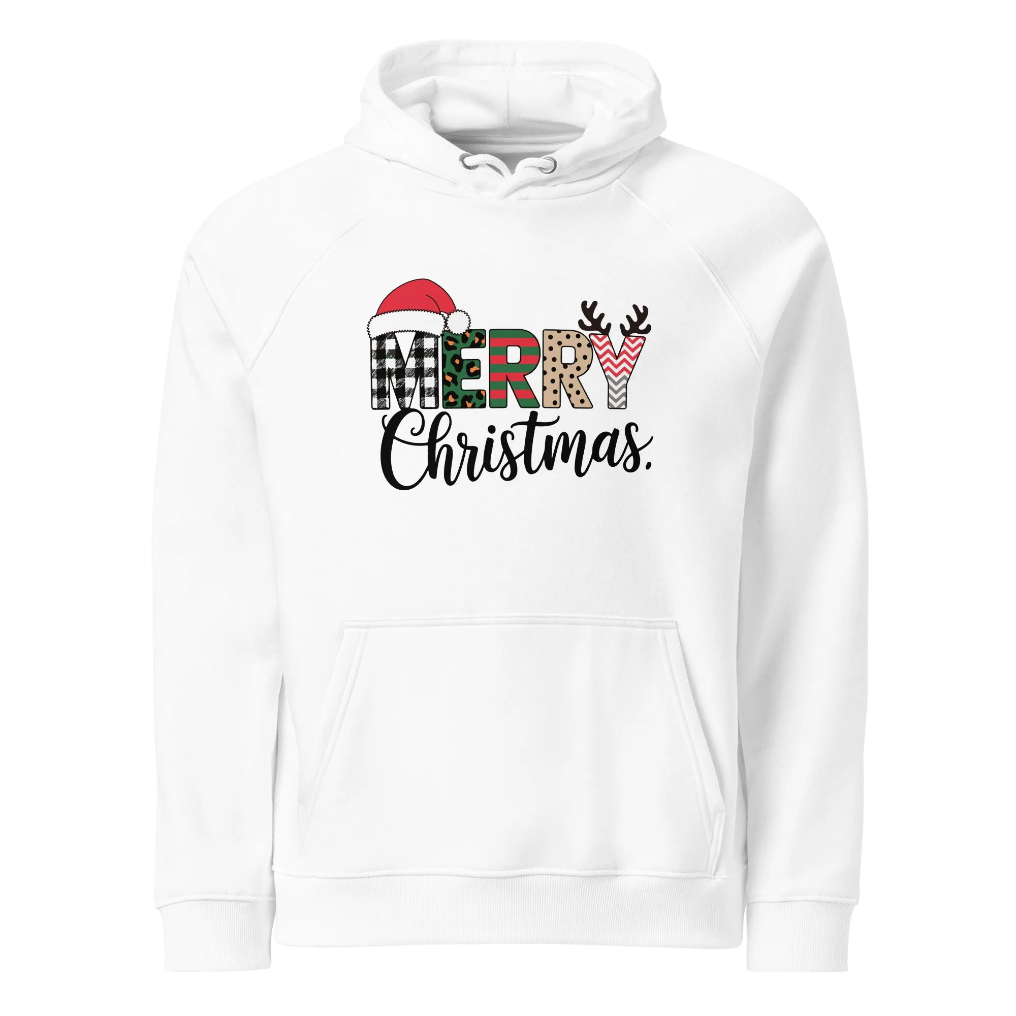 Merry Christmas Graphics Men Eco Raglan Hoodie