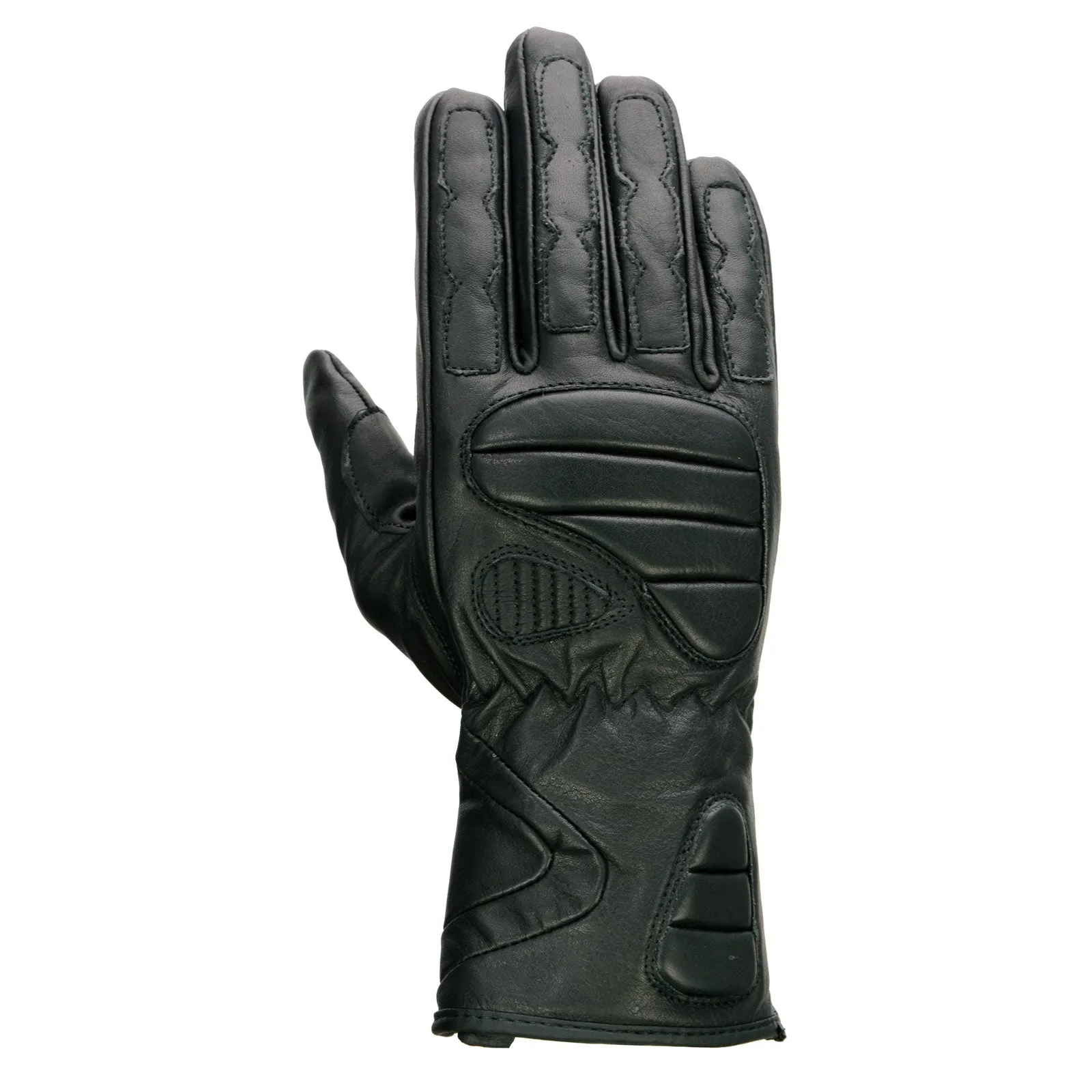 Milwaukee Leather SH451 Men's Black Leather Gauntlet Racing Motorcycle Hand Gloves with Wrist and Knuckle Padding Protection