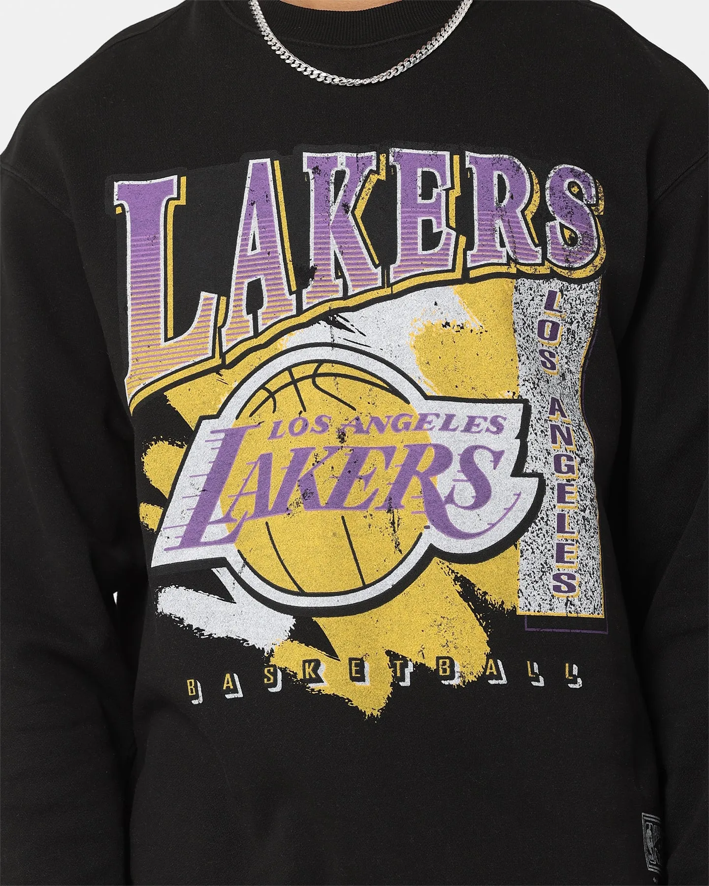 Mitchell & Ness Los Angeles Lakers Paintbrush Crewneck Faded Black