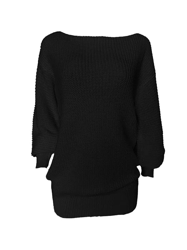 Multi-wear Lantern Sleeve Casual Sweater Dress