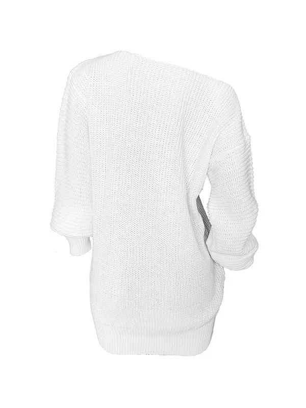 Multi-wear Lantern Sleeve Casual Sweater Dress