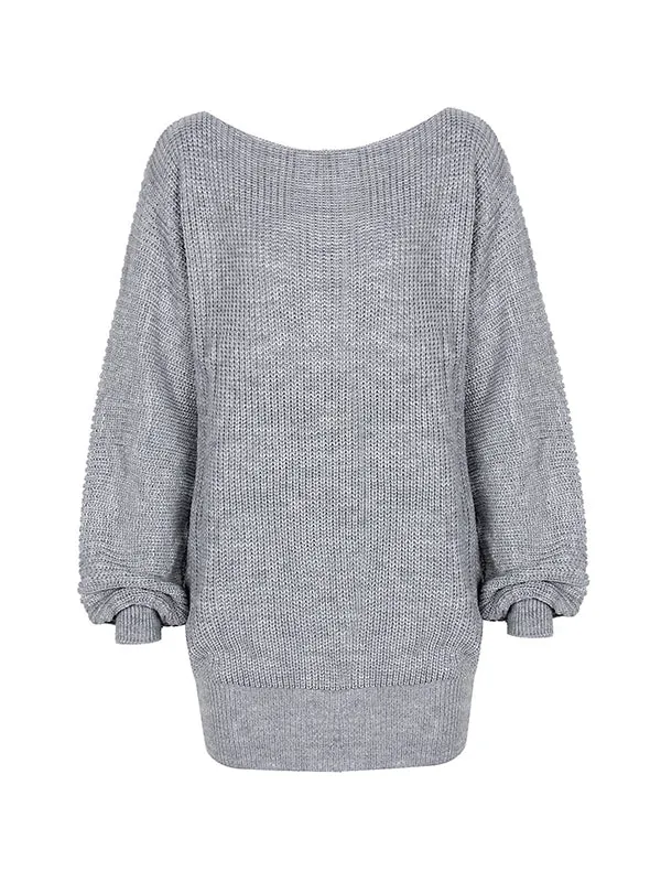 Multi-wear Lantern Sleeve Casual Sweater Dress