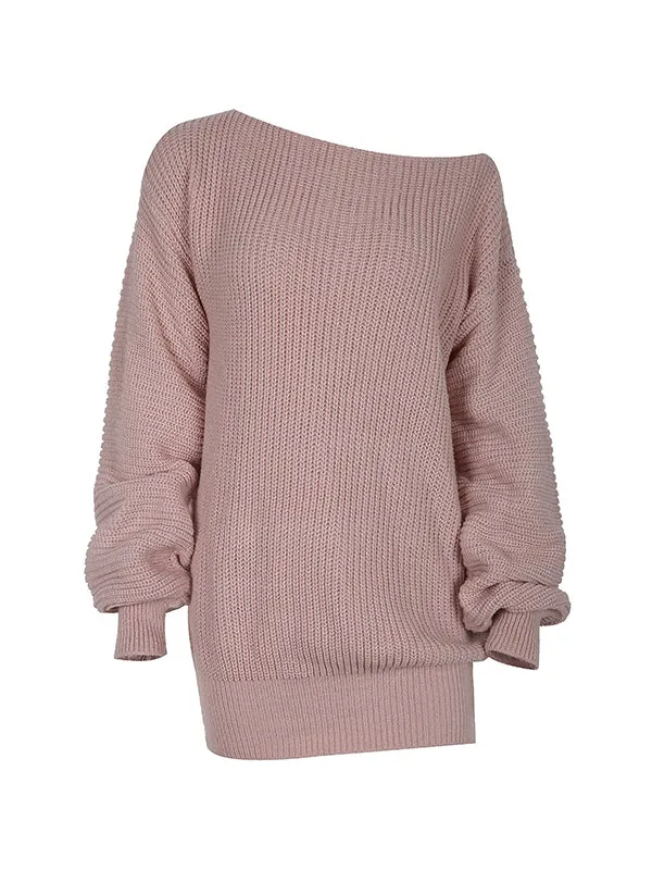 Multi-wear Lantern Sleeve Casual Sweater Dress