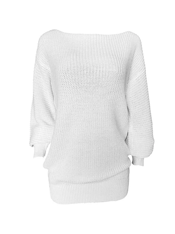 Multi-wear Lantern Sleeve Casual Sweater Dress