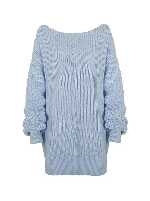 Multi-wear Lantern Sleeve Casual Sweater Dress