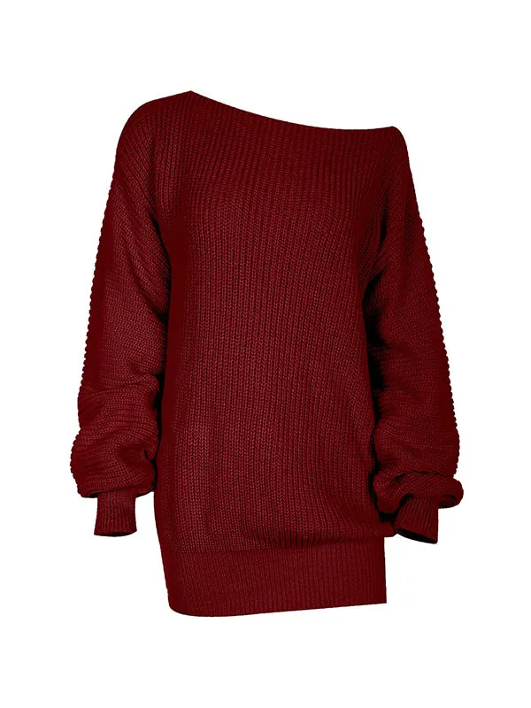 Multi-wear Lantern Sleeve Casual Sweater Dress