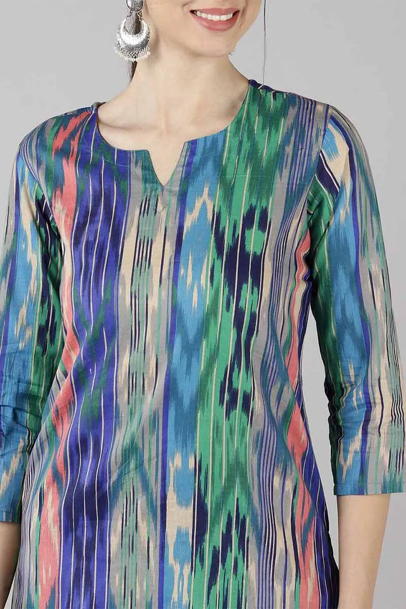 Multicolor Cotton Abstract Print Night Suit