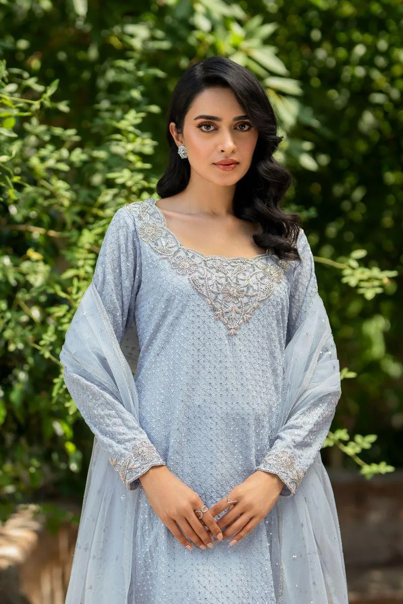 Natasha Kamal - Aster - light blue - Georgette lined with crepe de chin - 3 Piece