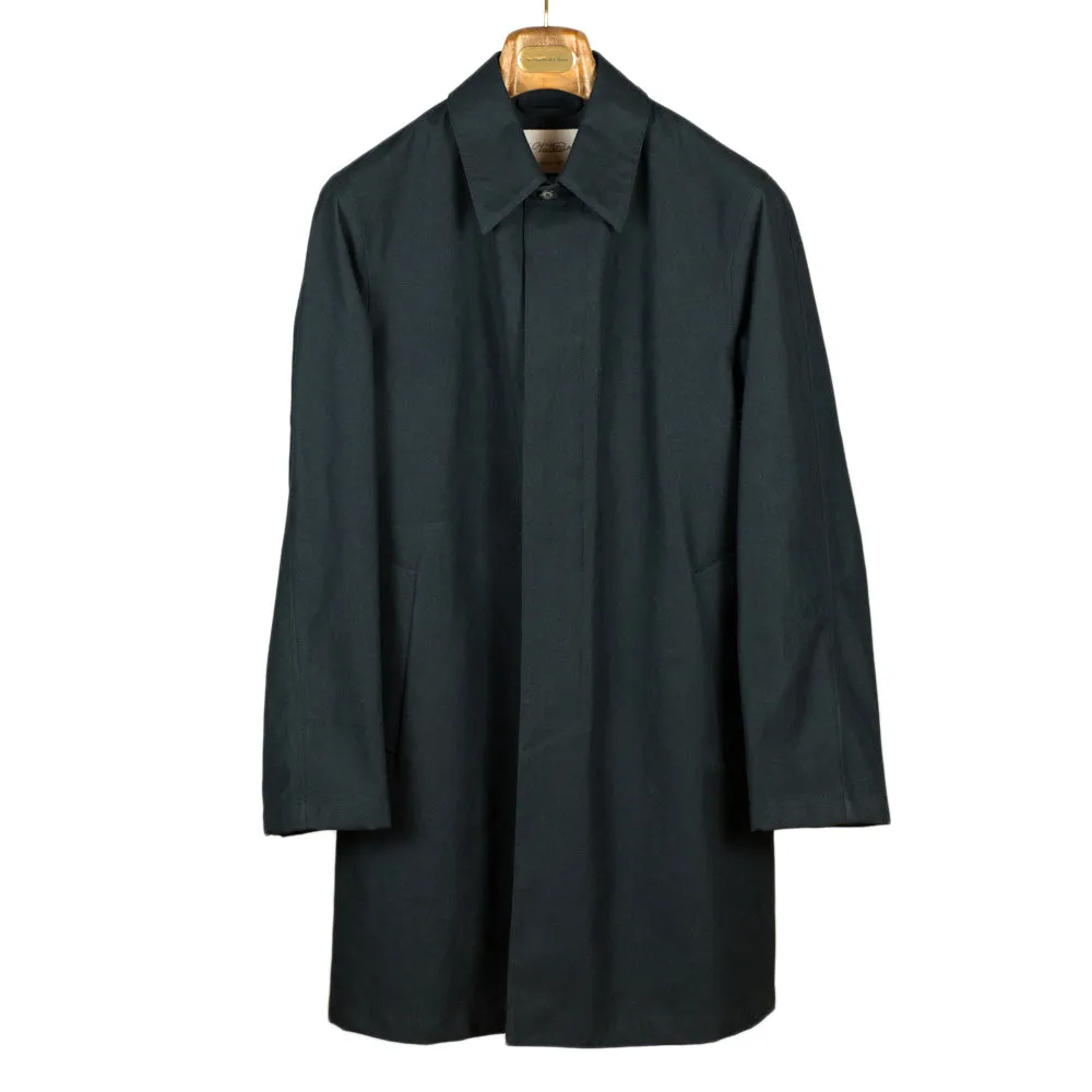 Navy "Dermit" cotton & linen bonded trench coat