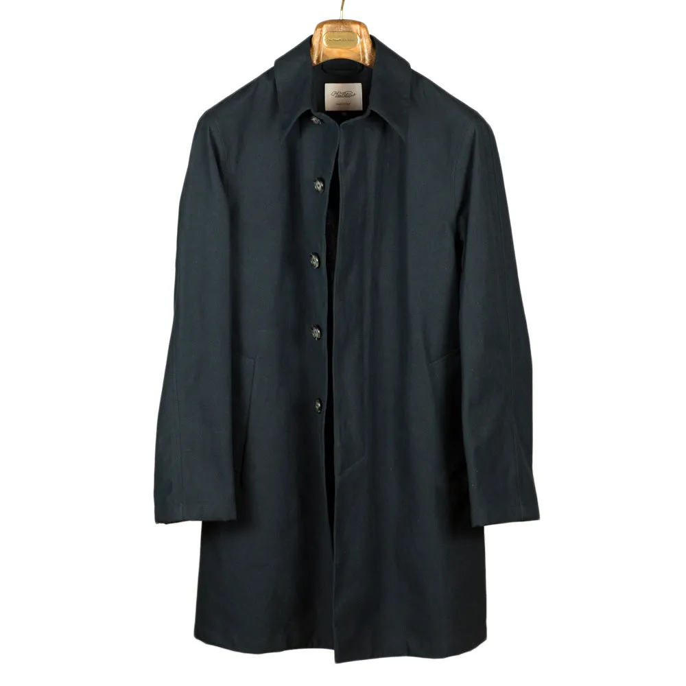 Navy "Dermit" cotton & linen bonded trench coat