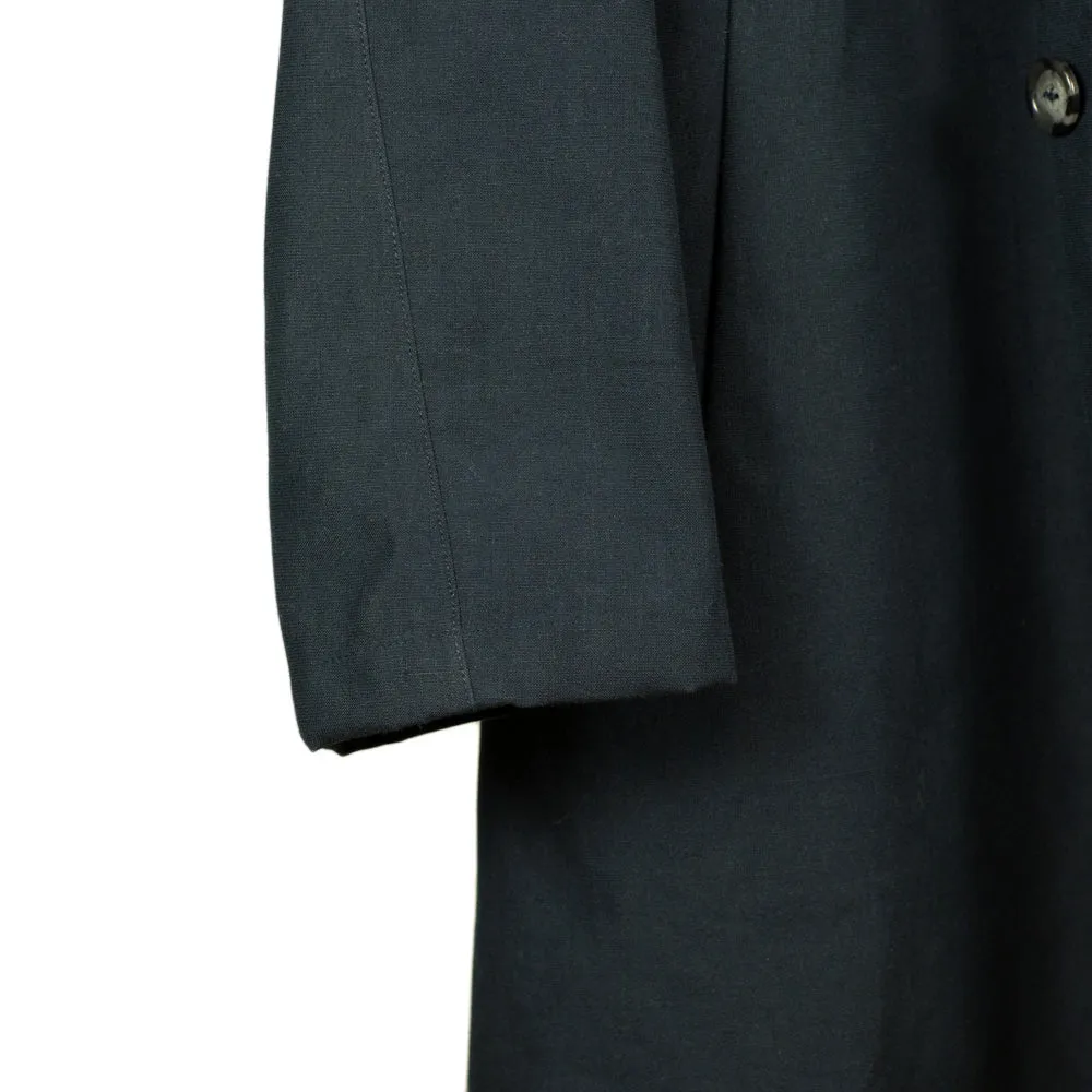 Navy "Dermit" cotton & linen bonded trench coat