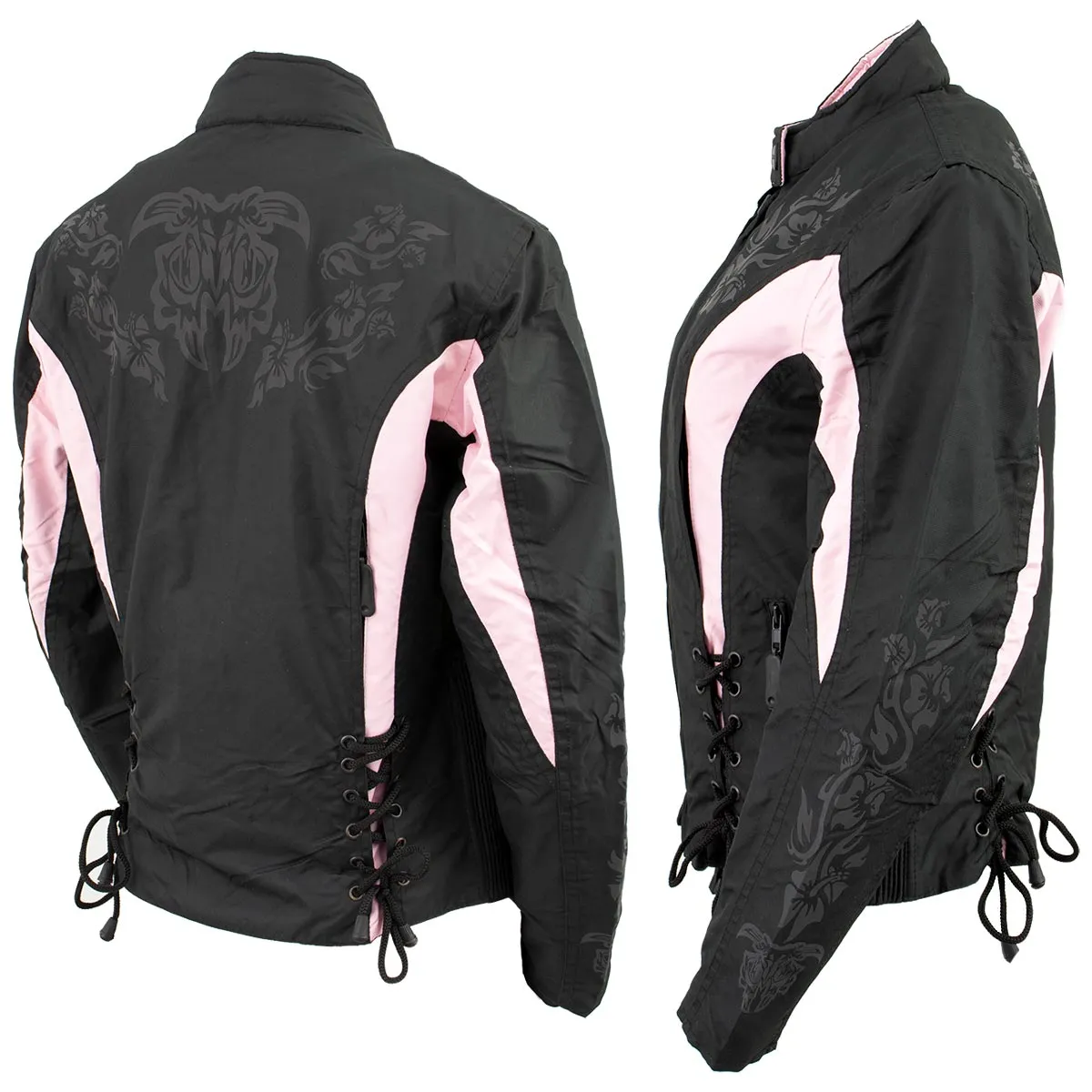 NexGen SH236806 Women's 'Reflective Buffalo Head' Black and Pink Textile Jacket