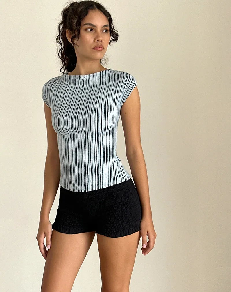 Nova Top in Jersey Blue and Black Stripe