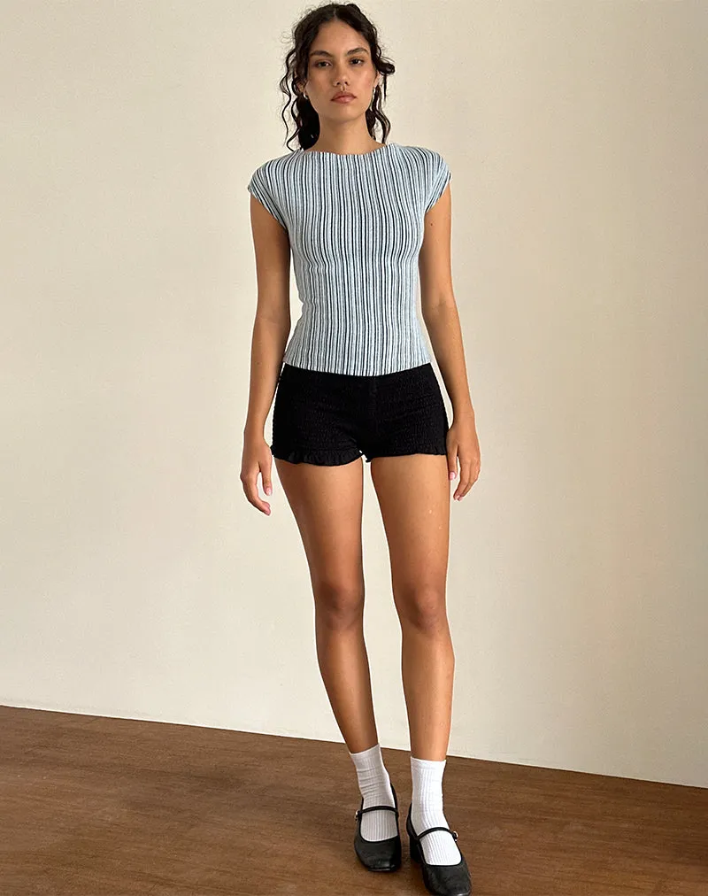 Nova Top in Jersey Blue and Black Stripe