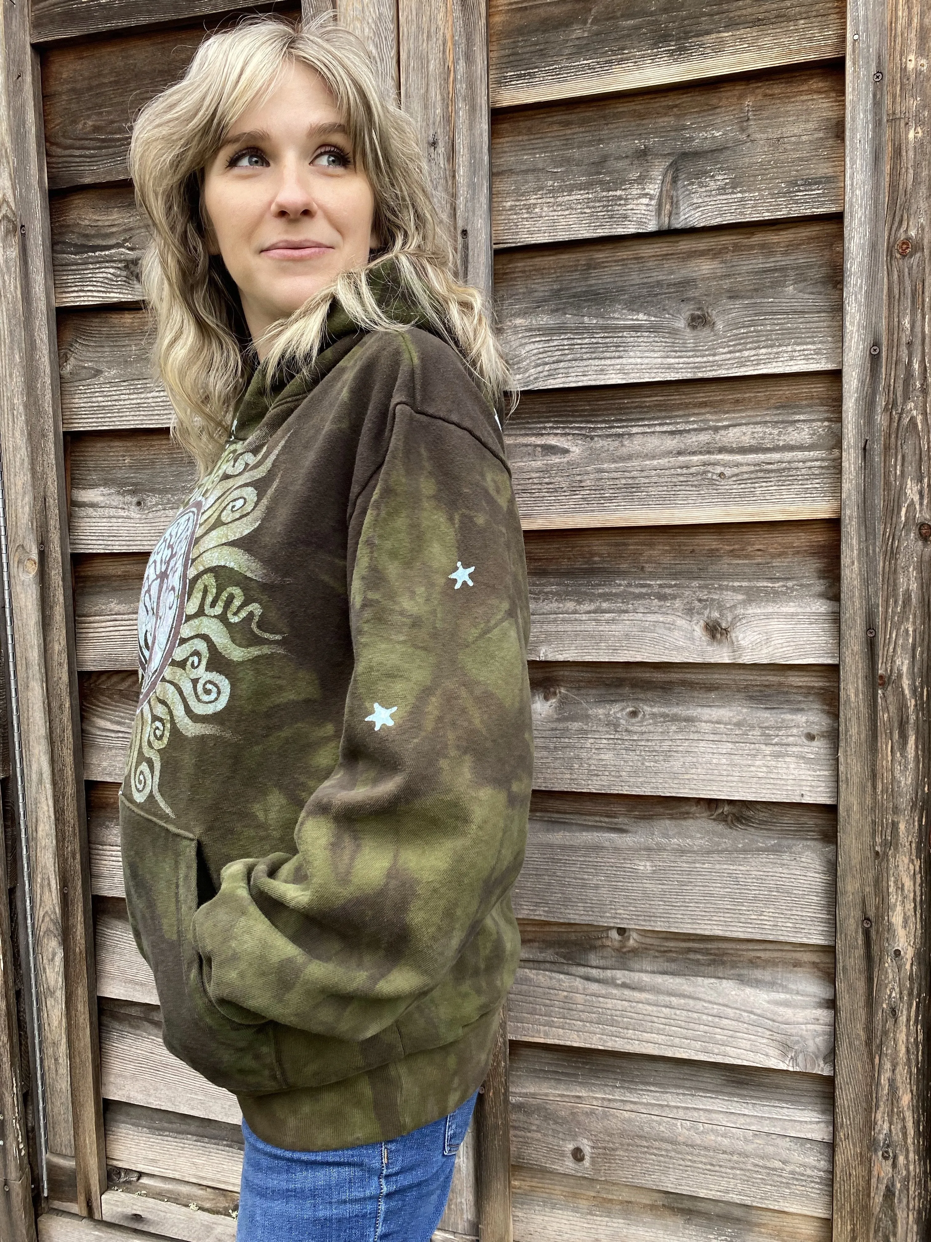 Olive Tree of Life - Handcrafted Batik Pullover Hoodie