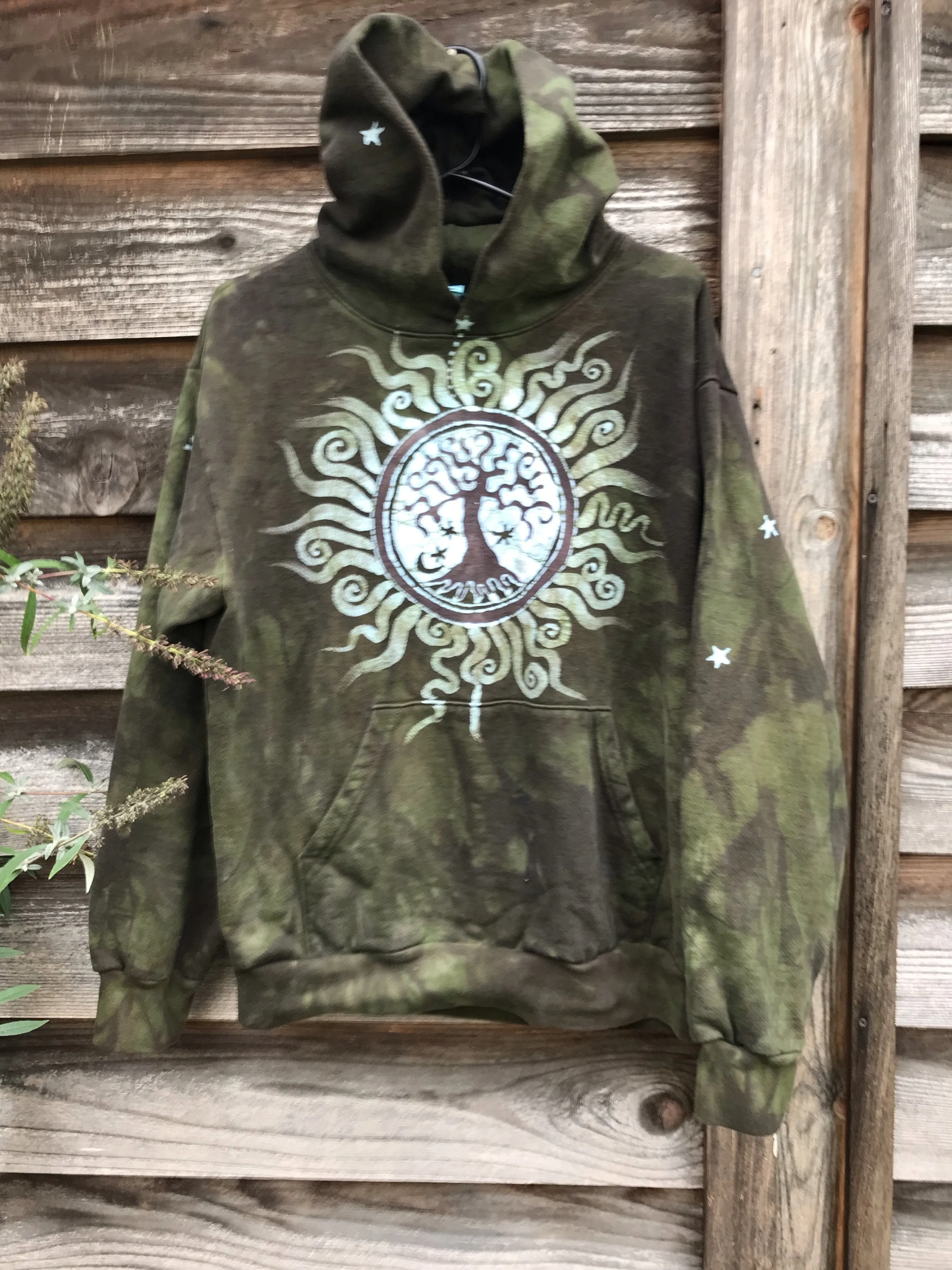 Olive Tree of Life - Handcrafted Batik Pullover Hoodie