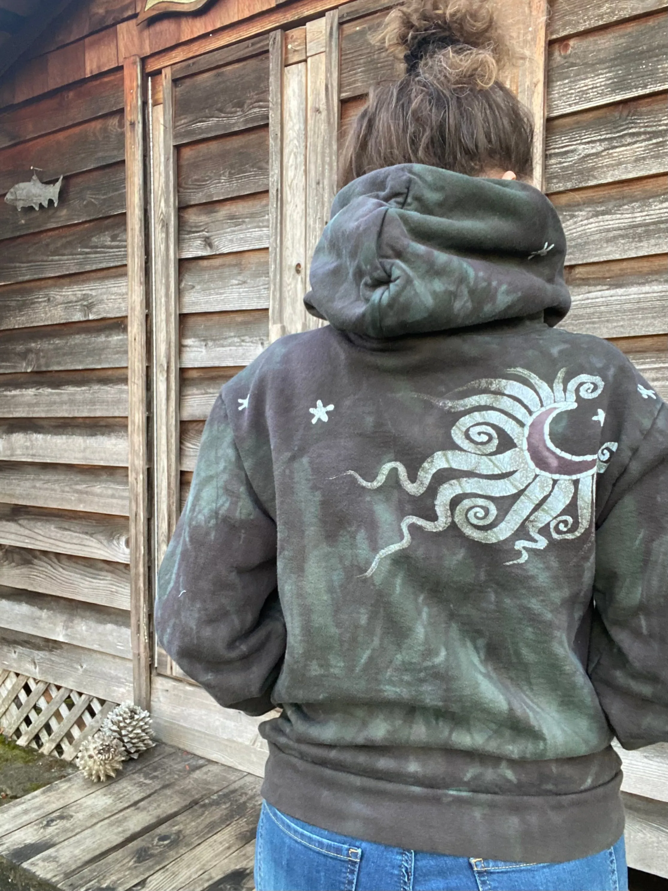 Olive Tree of Life - Handcrafted Batik Pullover Hoodie