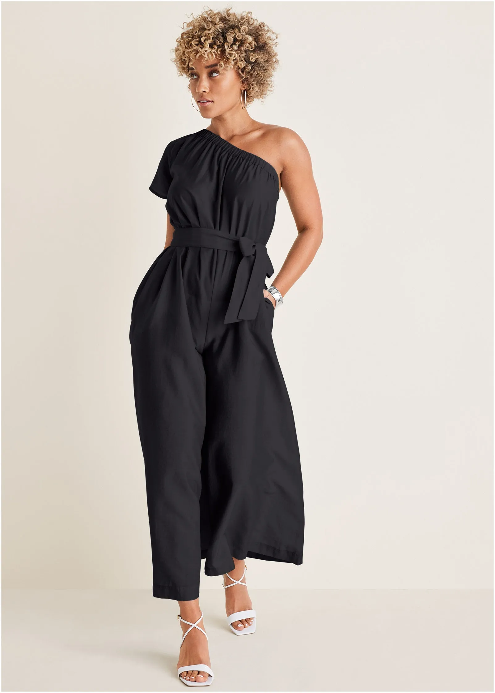 One Shoulder Jumpsuit - Black