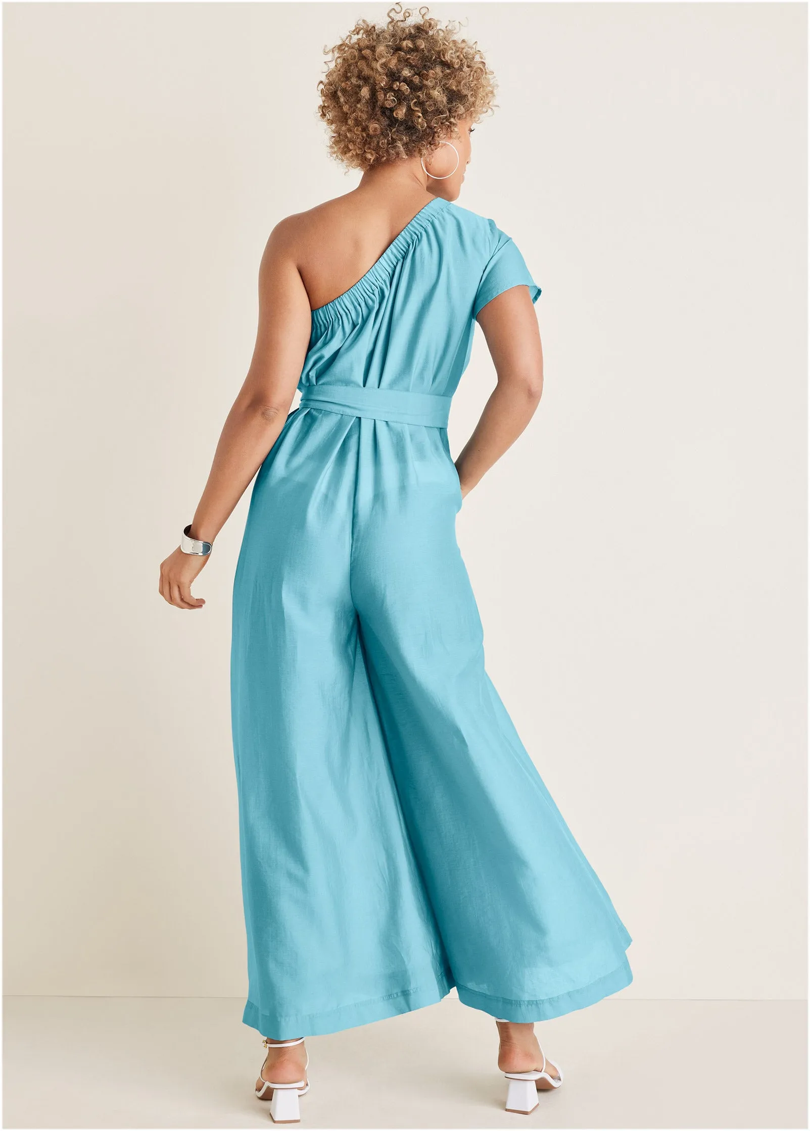 One Shoulder Jumpsuit - Blue