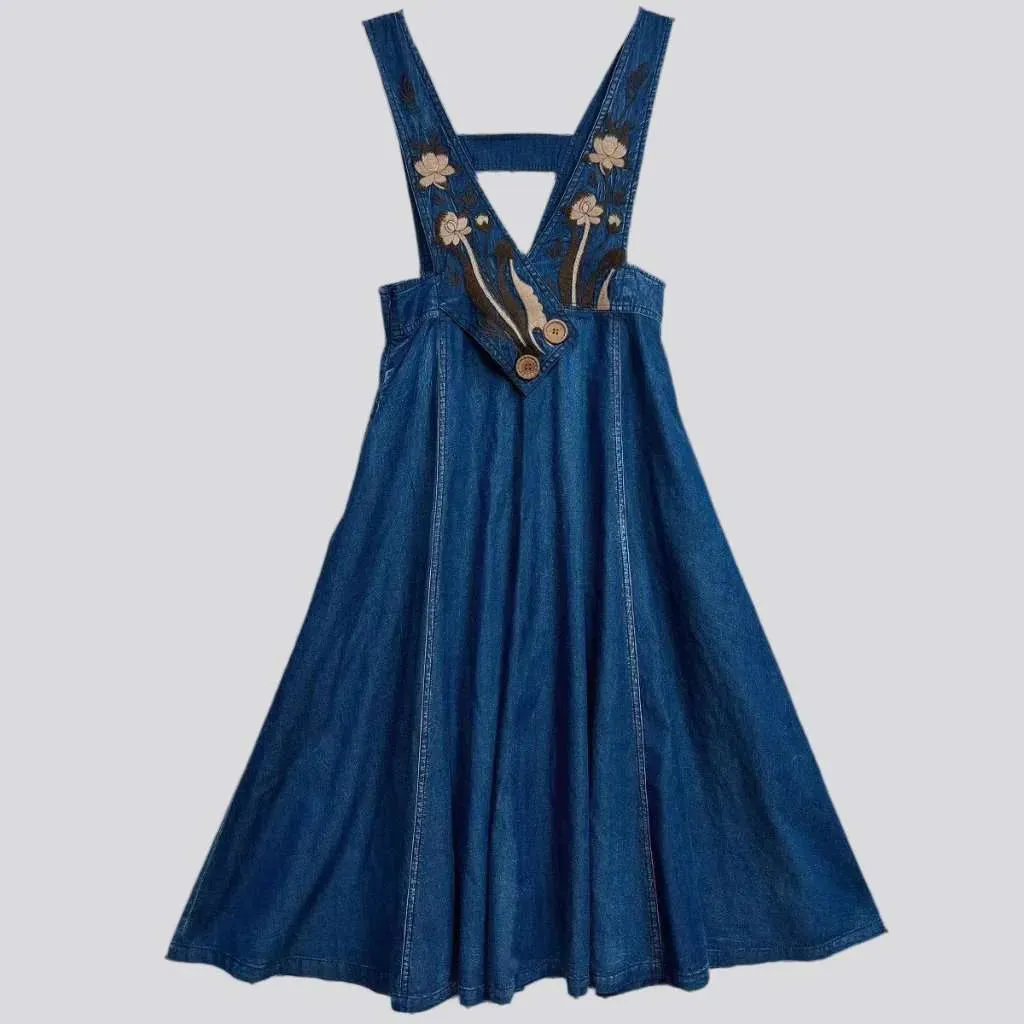 Ornamented boho jeans dress