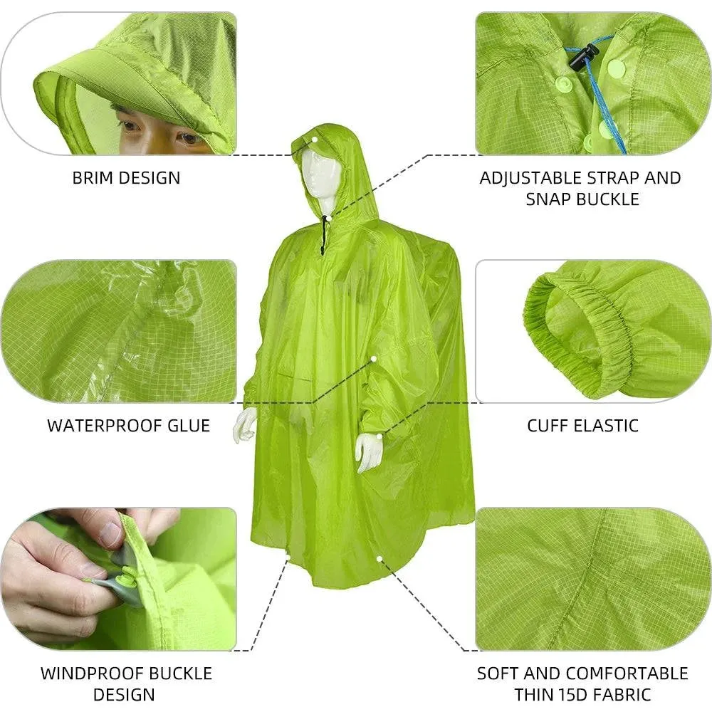 Outdoor Raincoat Lightweight Waterproof Poncho Water-resistant Climbing Backpack Rain Cover For Camping Hiking Travel