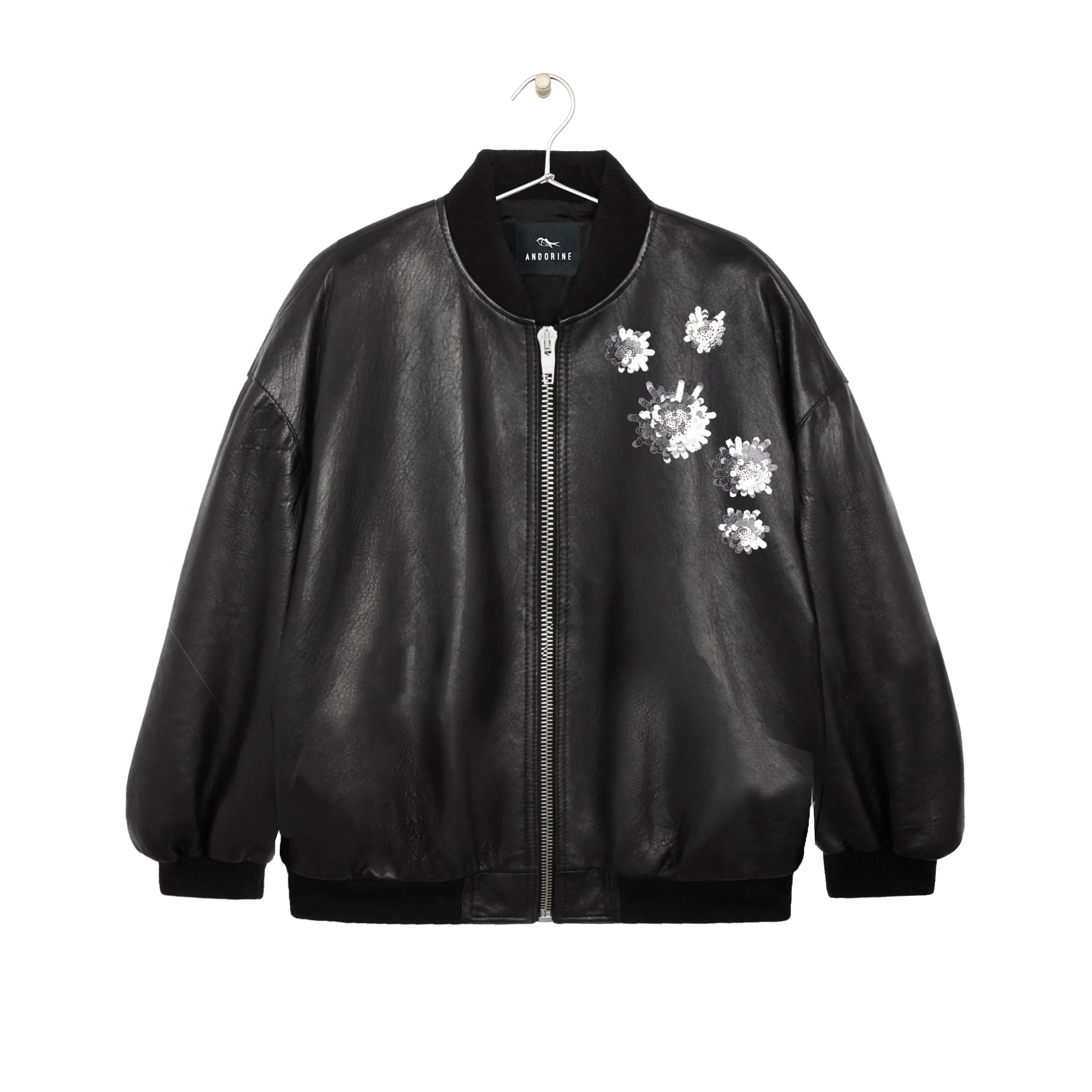 OVERSIZED FAUX LEATHER BOMBER JACKET