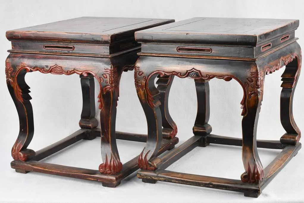 Pair of Late 19th century lacquered side tables 20¾"