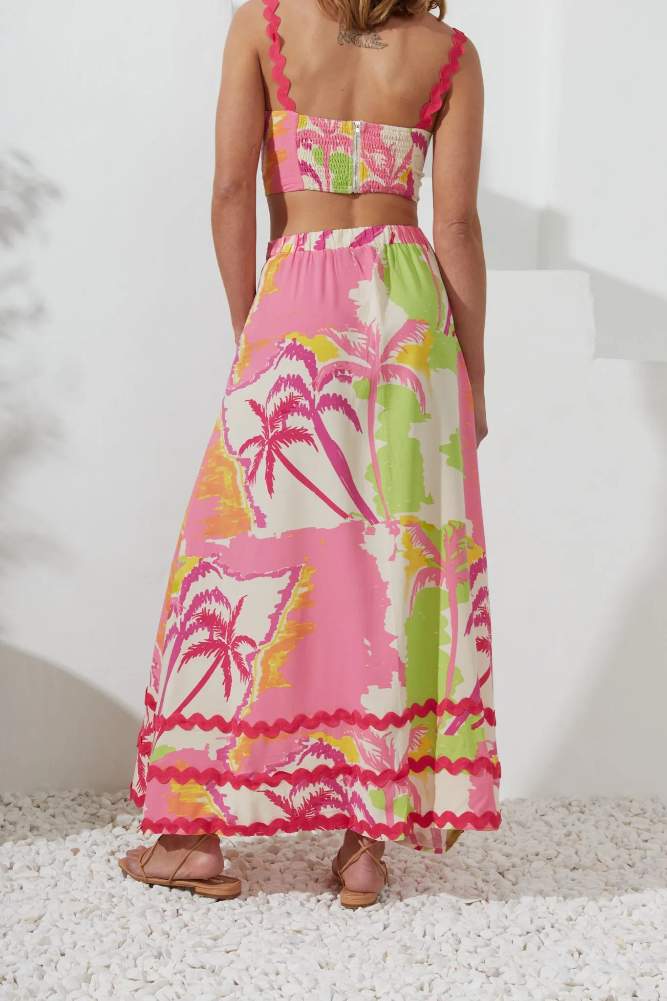 Paradisio Pink Tropical Ric Rac Maxi Skirt