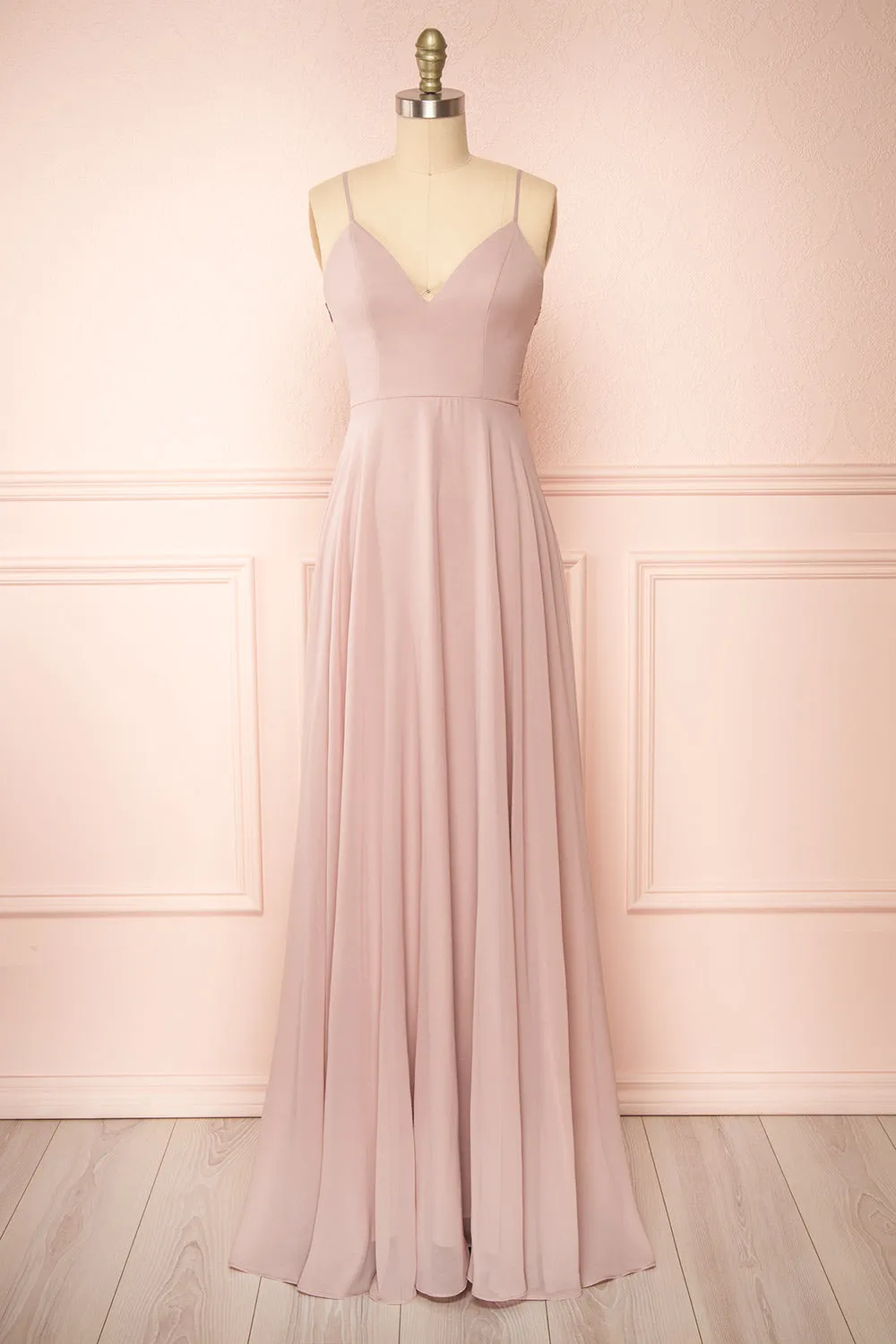 Peggie Mauve | Chiffon Maxi Dress w/ Back Embroidery