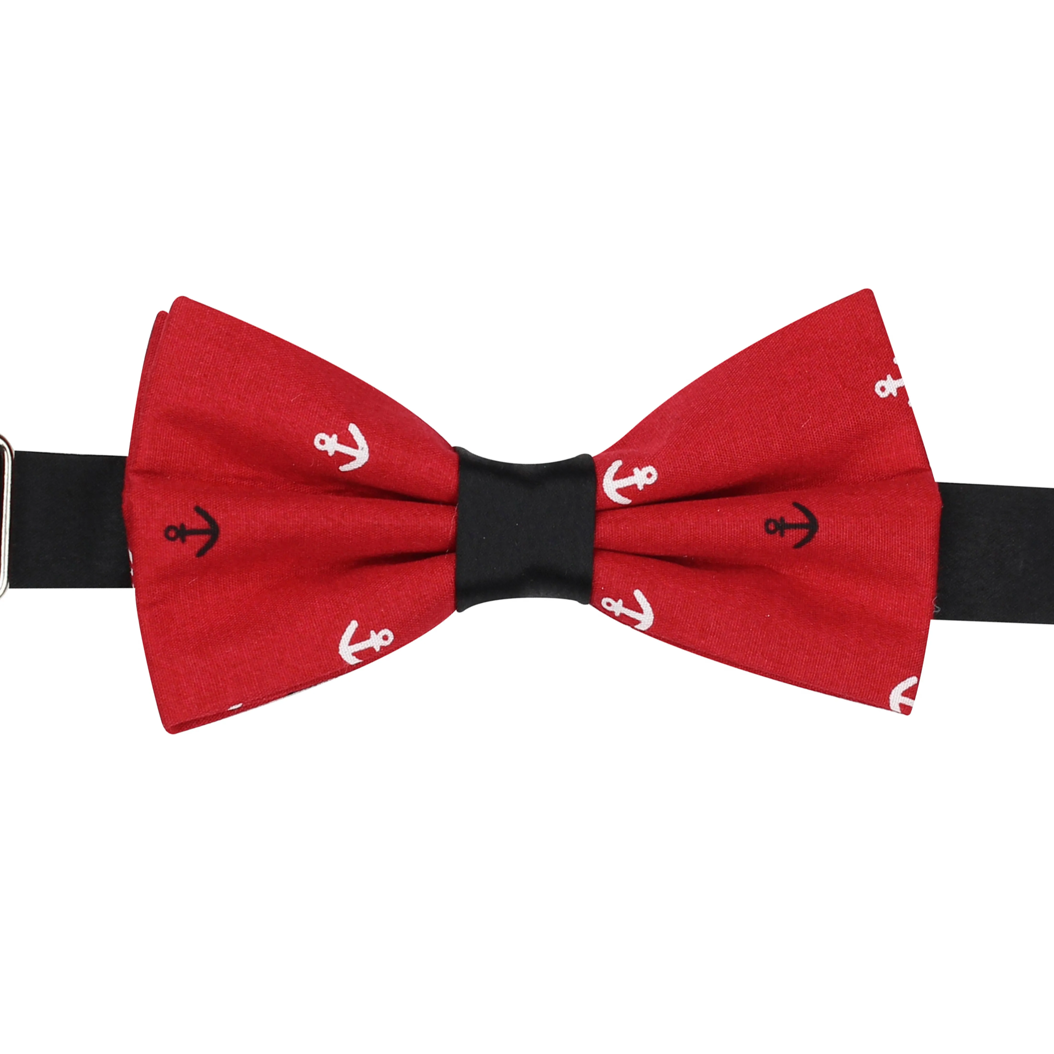 Peluche Anchor Print Red Bow Tie For Men