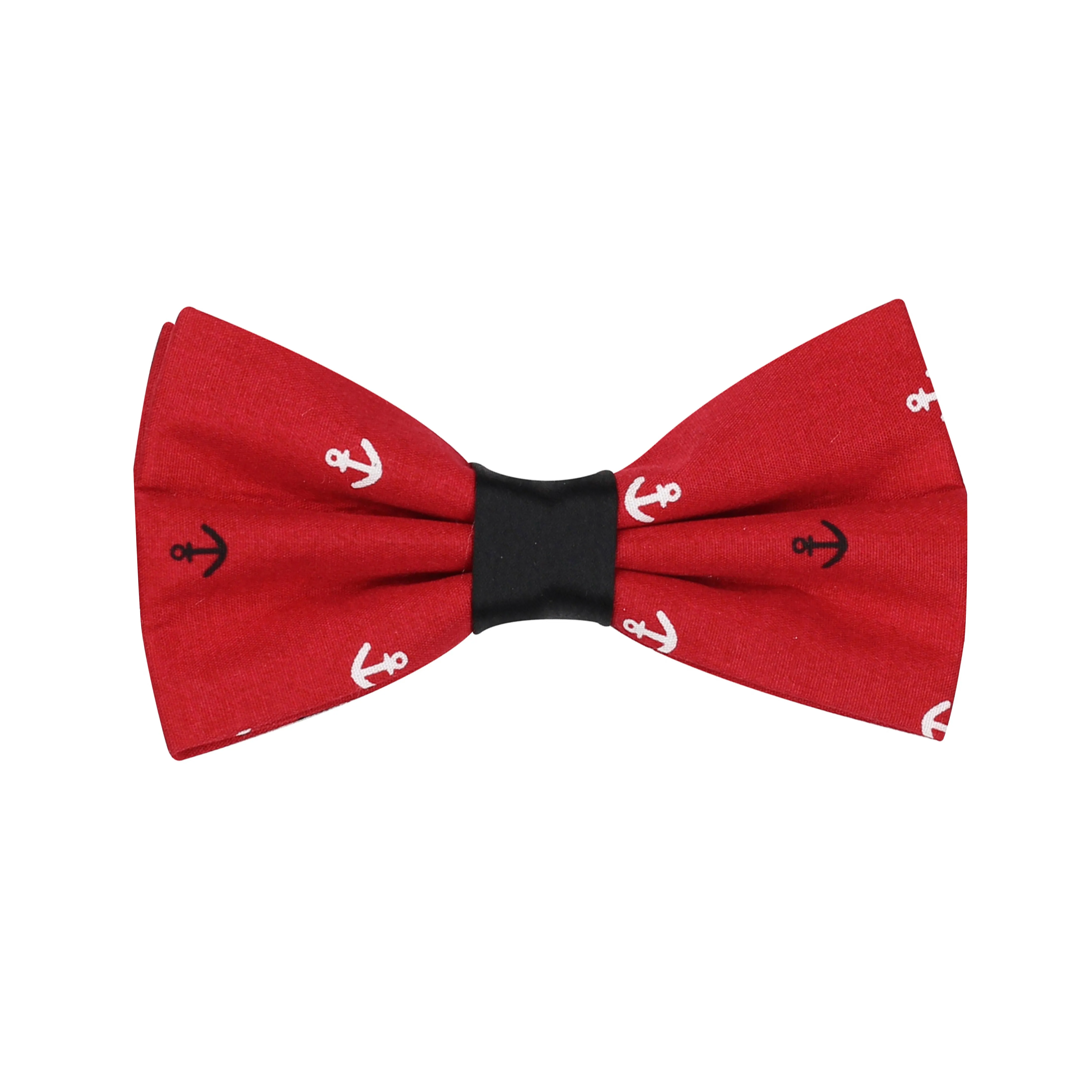 Peluche Anchor Print Red Bow Tie For Men