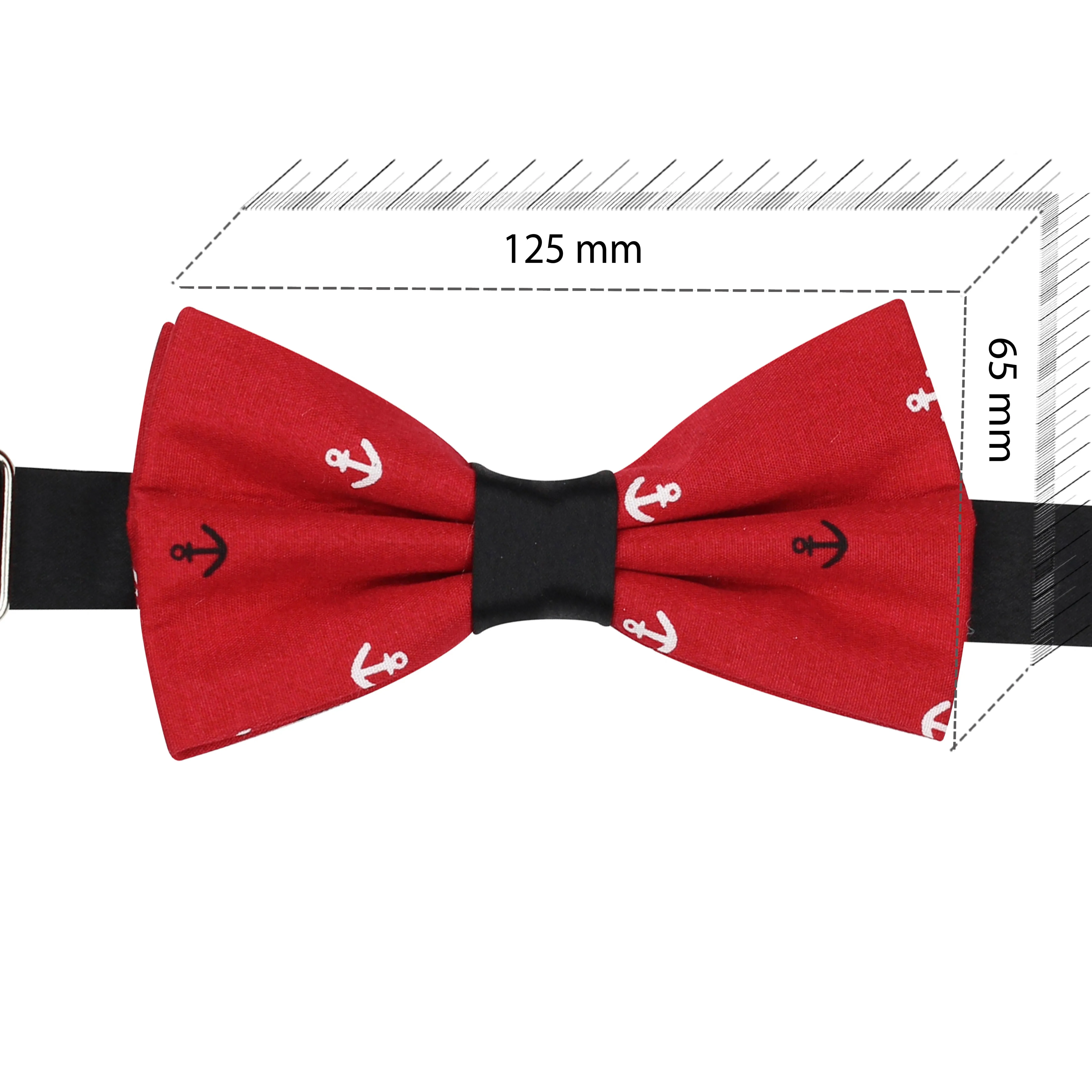 Peluche Anchor Print Red Bow Tie For Men