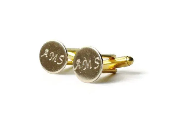 Personalized Initial Cufflinks Gold